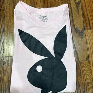 PLAYBOY Light Pink Tee with Black Iconic Logo size XL